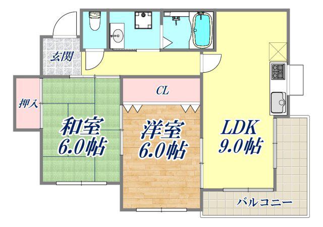 オリーブハウス(2LDK/5階)の間取り写真