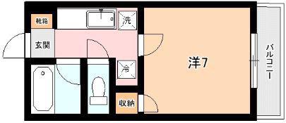 K1ビル(1K/4階)の間取り写真