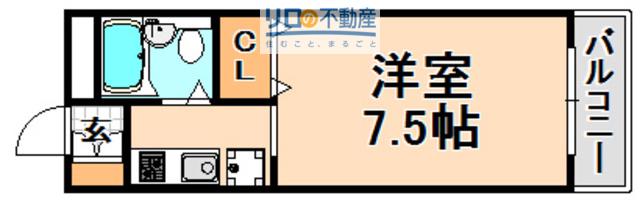 ロイヤル伊丹(1K/1階)の間取り写真