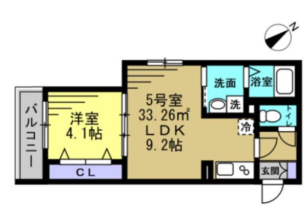 エイチディー南柏(1LDK/3階)の間取り写真