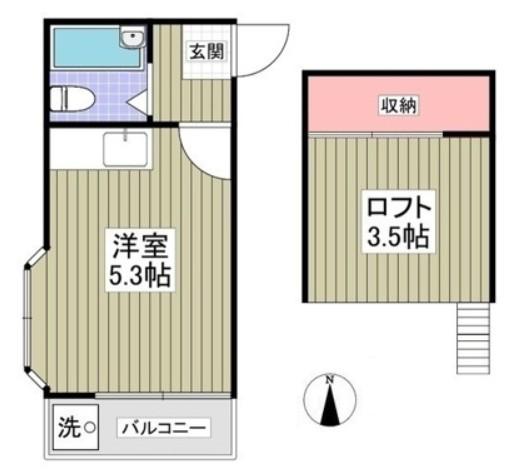 JR京浜東北線 西川口駅 徒歩18分 2階建 築37年(ワンルーム/2階)の間取り写真