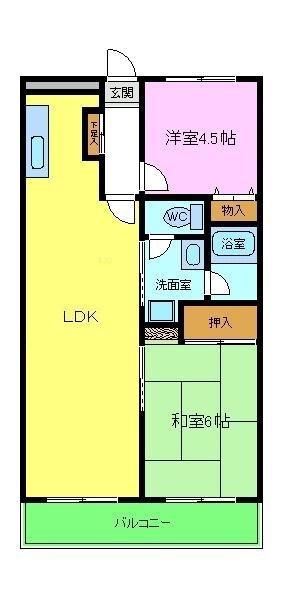 サンライトビル(2LDK/4階)の間取り写真