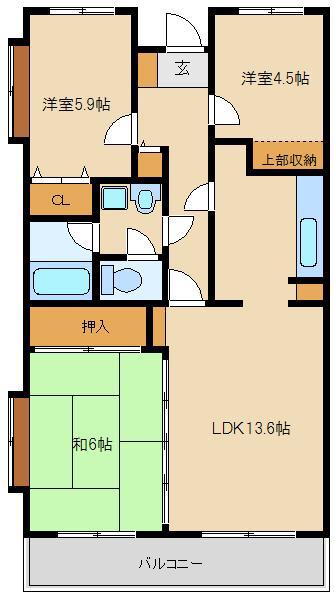 カサベルデ宮崎台(3LDK/3階)の間取り写真