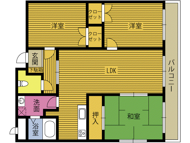 アンビシャス高田II(3LDK/4階)の間取り写真