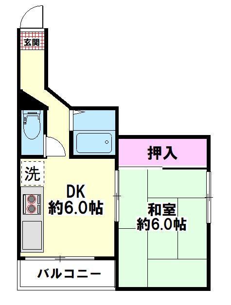 パークヒル舎人(1DK/2階)の間取り写真