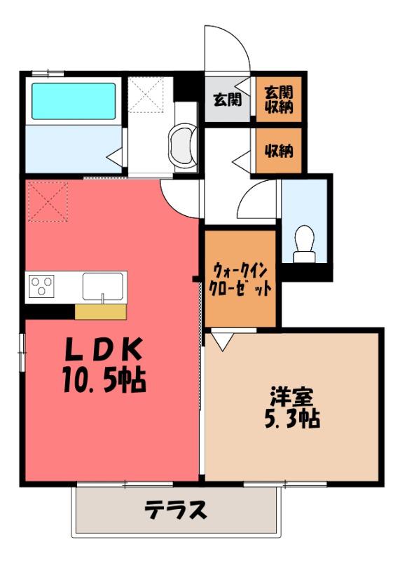 ノーブルシャイン B(1LDK/1階)の間取り写真