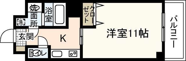 リバーハイツ(1K/4階)の間取り写真