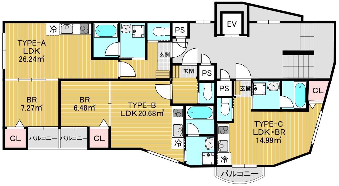JR京浜東北線 西川口駅 徒歩5分 5階建 新築(1LDK/3階)の間取り写真