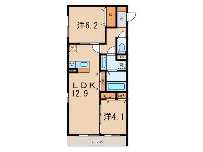 LALA FUKUDA(2LDK/1階)の間取り写真