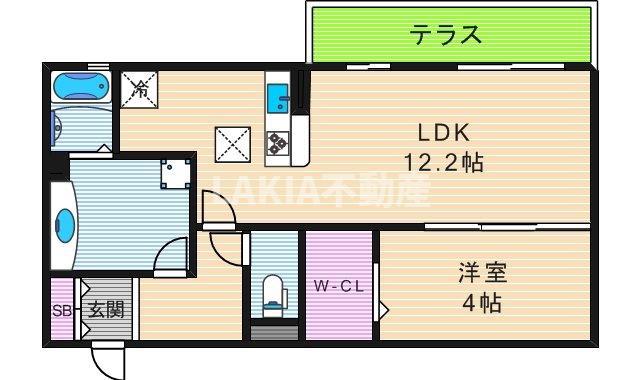 片岡マンションI(1LDK/2階)の間取り写真
