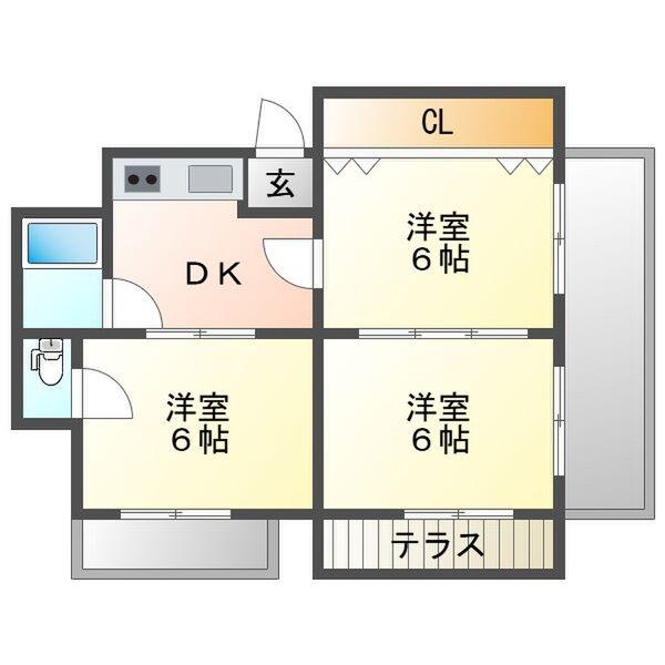 第2岩見マンション(3DK/7階)の間取り写真