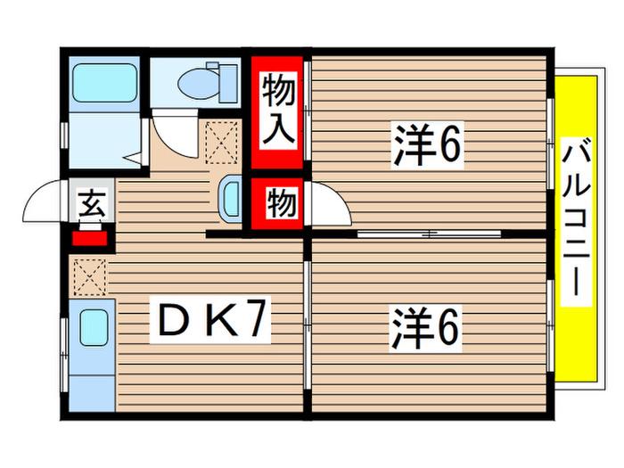 グリーンハイツ(2DK/2階)の間取り写真