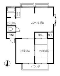 サンビレッジ湘南(2LDK/2階)の間取り写真