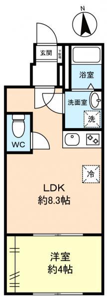 メゾントールモンド八千代中央(1LDK/1階)の間取り写真