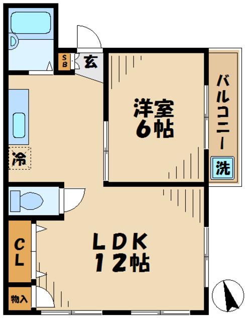 グランドア越野(2DK/2階)の間取り写真