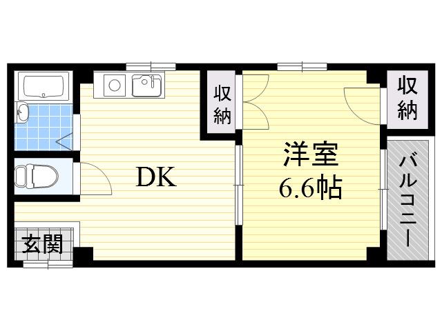 鶴見ベルダァーⅠ番館(1DK/2階)の間取り写真