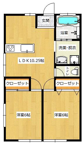 レイ・メゾン B・C(2LDK/1階)の間取り写真