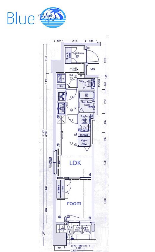 GENOVIA阪東橋IISKYGARDEN(1LDK/4階)の間取り写真