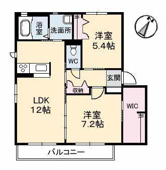 エピナールG棟(2LDK/2階)の間取り写真