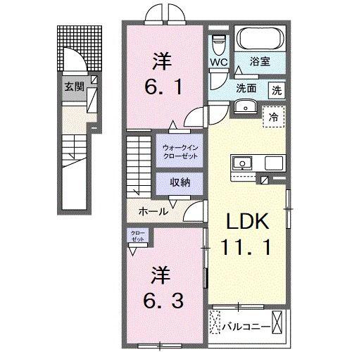 メゾン プリマヴェラ(2LDK/2階)の間取り写真