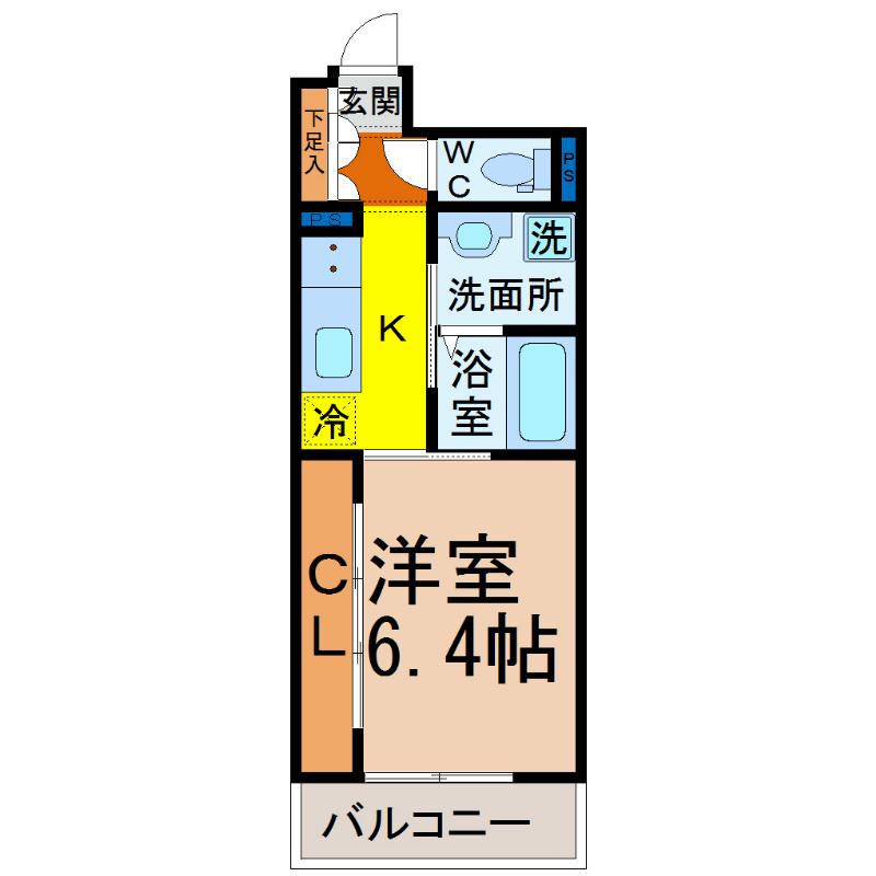 GRANDEUR CHIKUSA(1K/3階)の間取り写真