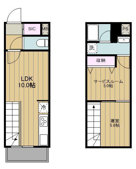 PRIER SANNO(2LDK/1階)の間取り写真