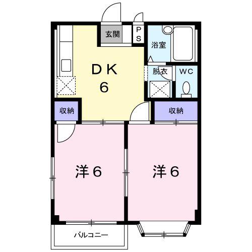 アプリコットA(2DK/1階)の間取り写真