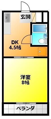 アプリコットハウスI(1DK/1階)の間取り写真