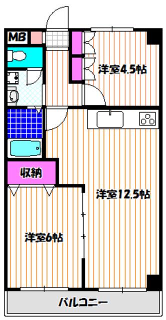 ルミエール(2LDK/4階)の間取り写真