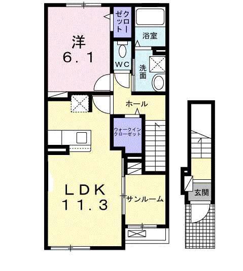 アティランテール(1LDK/2階)の間取り写真