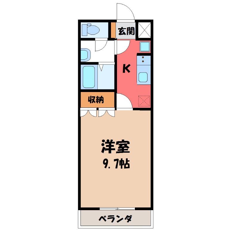 エルアールA(1K/1階)の間取り写真