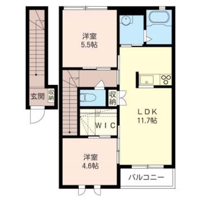 コンフォルテII(2LDK/2階)の間取り写真