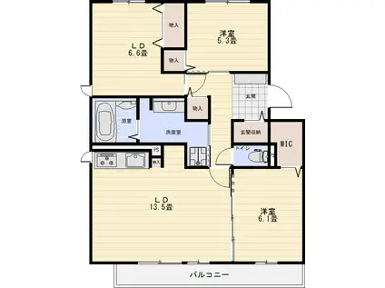 グランウィル錦町(3LDK/1階)の間取り写真