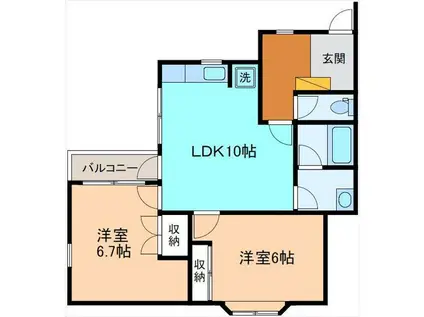 ビューハイム桜川(2LDK/3階)の間取り写真