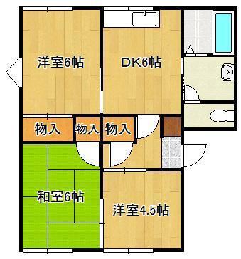 アーバン光 A棟(3DK/2階)の間取り写真