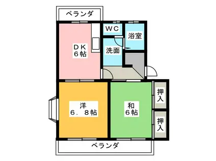パレス小長井(2DK/2階)の間取り写真