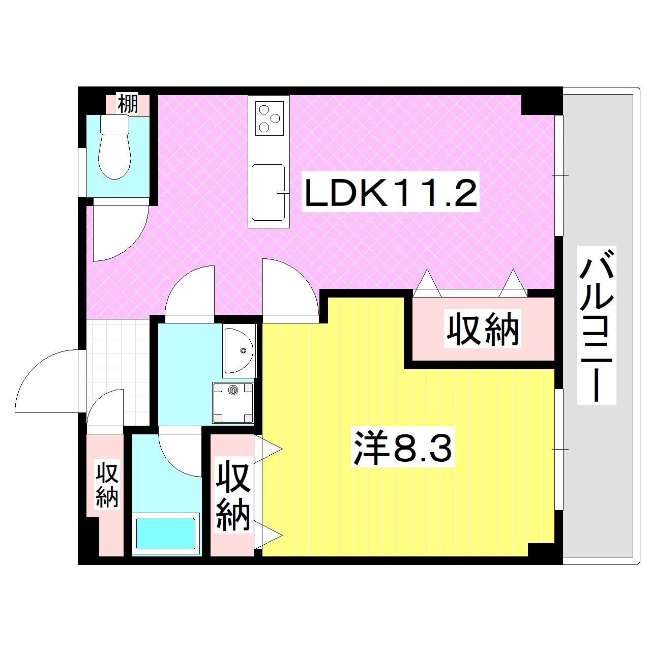 SFビル(1LDK/4階)の間取り写真