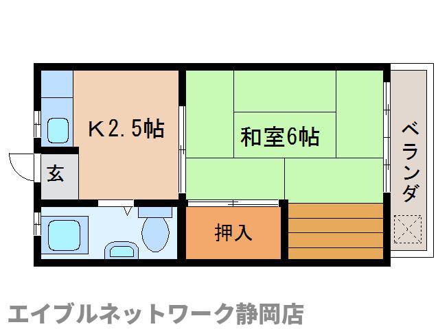 レインボー古庄(1K/3階)の間取り写真