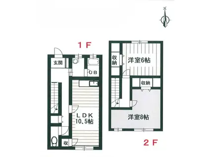 大野下駅前ハイツ(2LDK/1階)の間取り写真