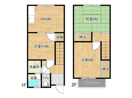 つくし荘 第3(3DK/1階)の間取り写真