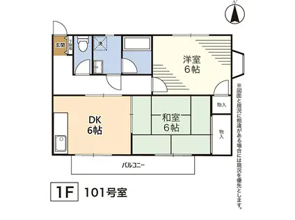 ツーコーポ高和(2DK/1階)の間取り写真