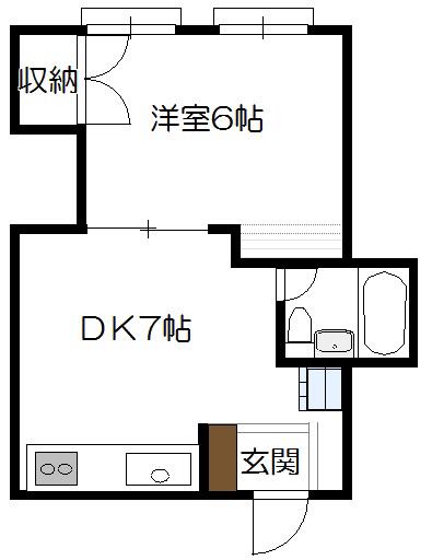 メゾンイノウエ(1DK/3階)の間取り写真