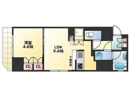 リーガル南船場III(1LDK/6階)の間取り写真