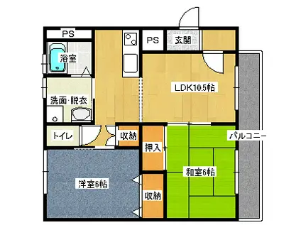 サンオーレせんだ(2LDK/1階)の間取り写真