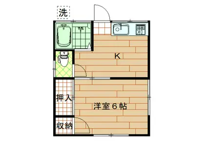 畑中ハウス(1K/2階)の間取り写真