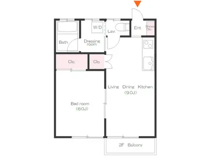 タウンハイツ久屋原C(1LDK/1階)の間取り写真