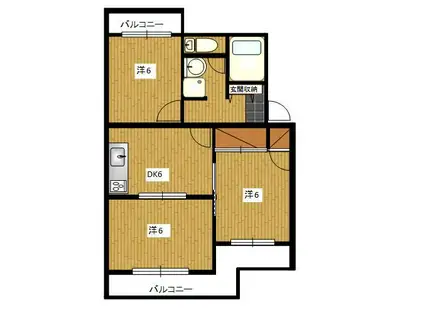 デイブレイク(3DK/3階)の間取り写真