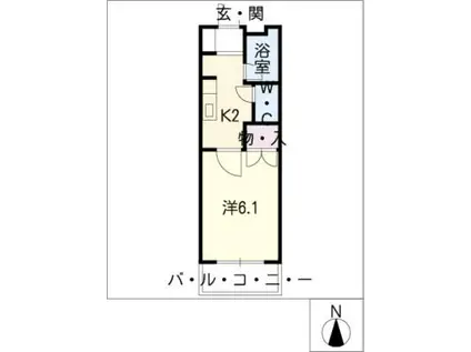 ルミナス高根(1K/2階)の間取り写真