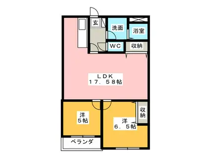 レジデンス両替町(2LDK/7階)の間取り写真