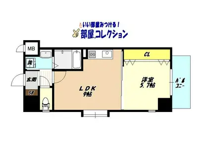 リンデンバウム京町(1LDK/9階)の間取り写真